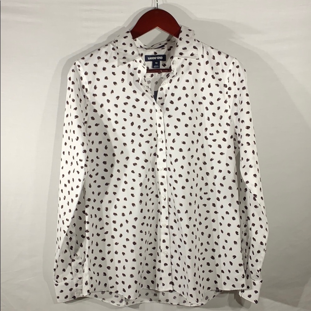 Lands End no iron supima button down shirt size 10